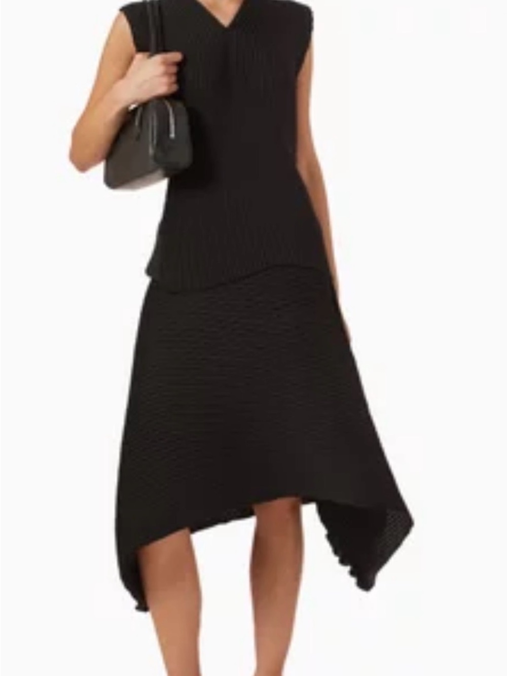 COS SET black polyester recycled pleated Size 2 - Picture 6 of 14